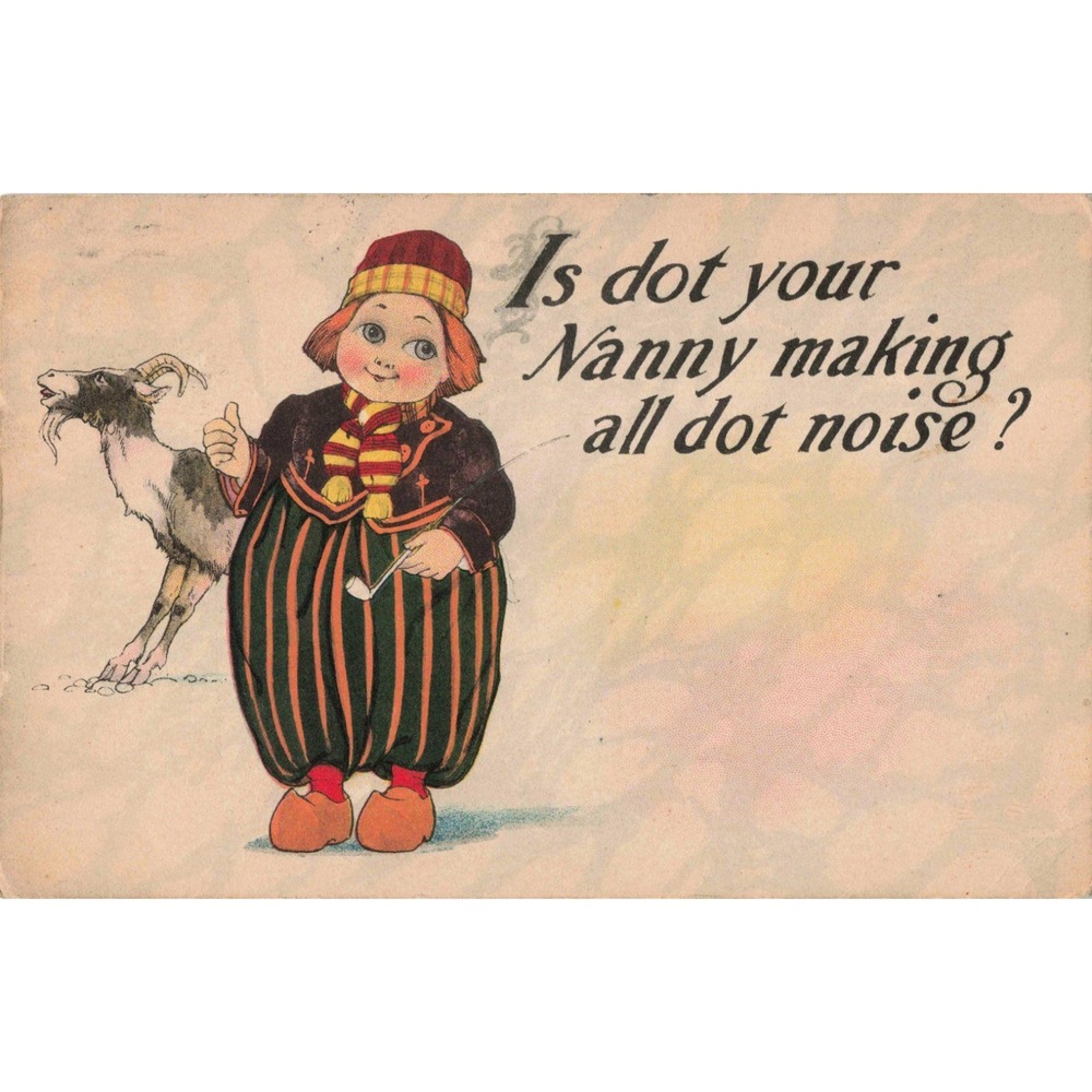 Vtg Comic Postcard Dutch Boy & Goat Pipe CS 517 Divided Back 1c Washington VG - Picture 1 of 2